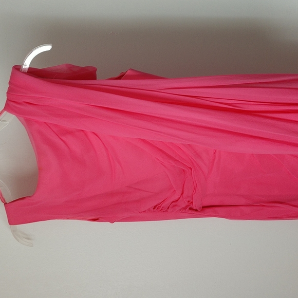 FoAt 1950-60s VINTAGE Salmon SILK CHIFFON Cocktail Dress w Attached Sheath - Picture 7 of 10